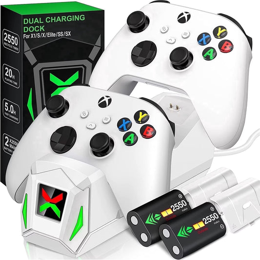 Dual Xbox Controller Charger with 4×5520Mwh Battery Packs for Xbox Series X|S/One/Elite