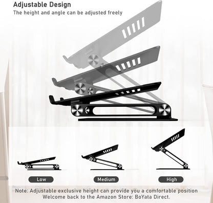 Laptop Stand, Adjustable Laptop Riser Ergonomic Computer Stand for Desk, Aluminum Laptop Holder Compatible for Macbook Pro/Air, Surface Laptop and Other Laptops up to 15 Inches
