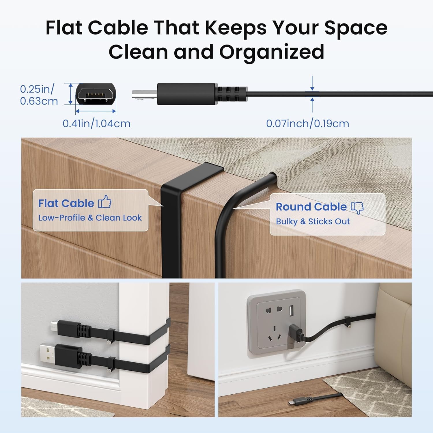 USB to Micro USB Extension Cable 30FT 2Pack,Extra Long Flat Charging Power Extender Cord for Wyze Cam V4/Pan V2/V3,Blink Mini/Xt/Xt2/Outdoor 3,EZVIZ Cb3,Eufycam 2 Pro/2C,25,50,Security Camera